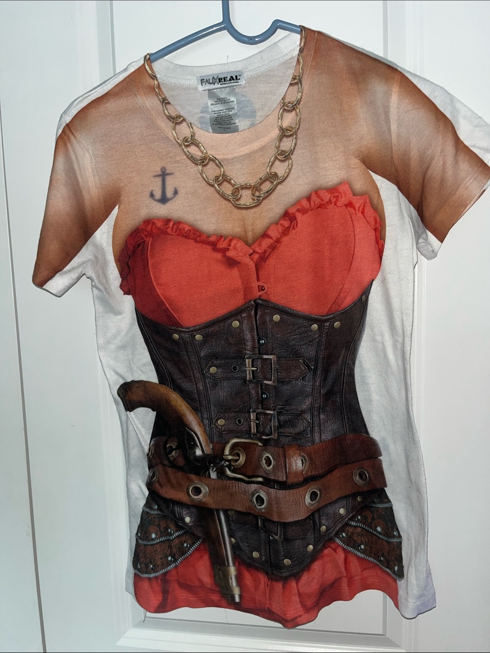 Faux Real Novelty Pirate Corset Print Tee